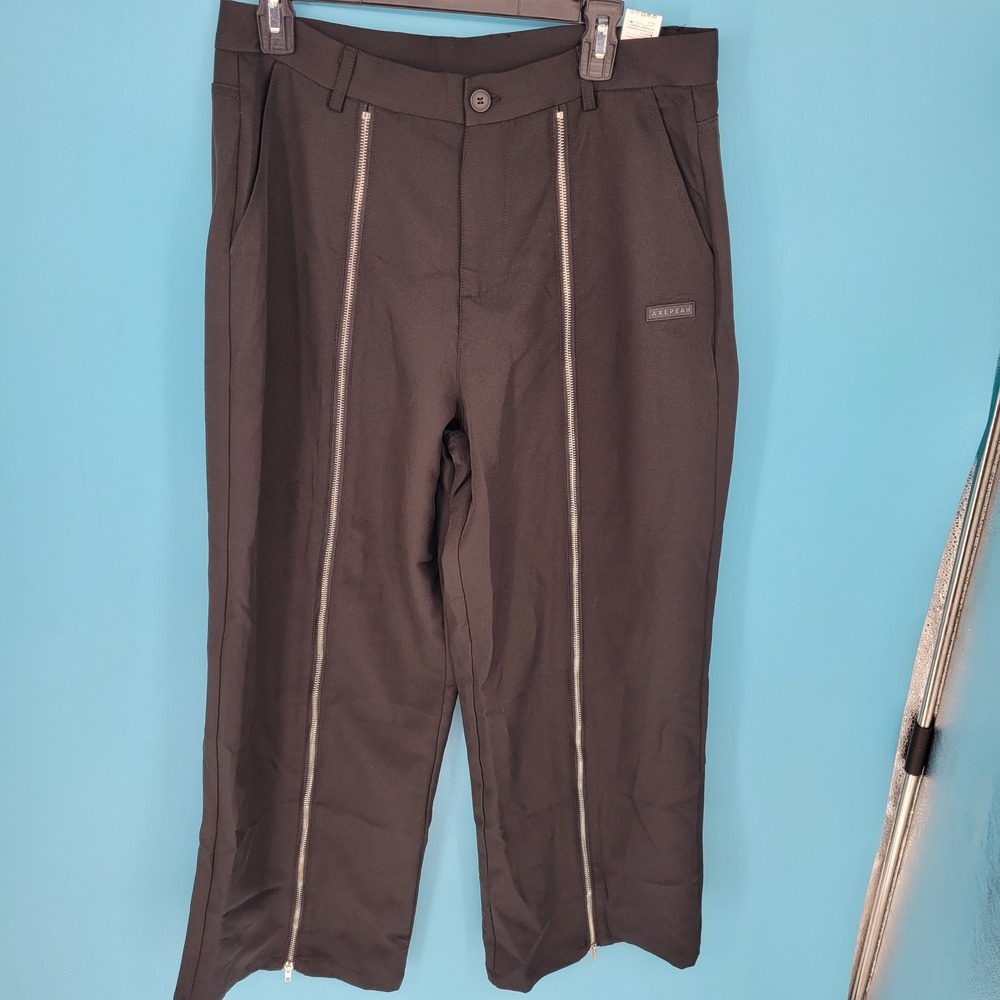 Manfinity Zipper full Front Pants Men Size Med Streetwear Goth Cyberpunk Black
